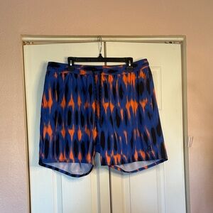 Reebok Blue and Orange Patterned Swim Shorts